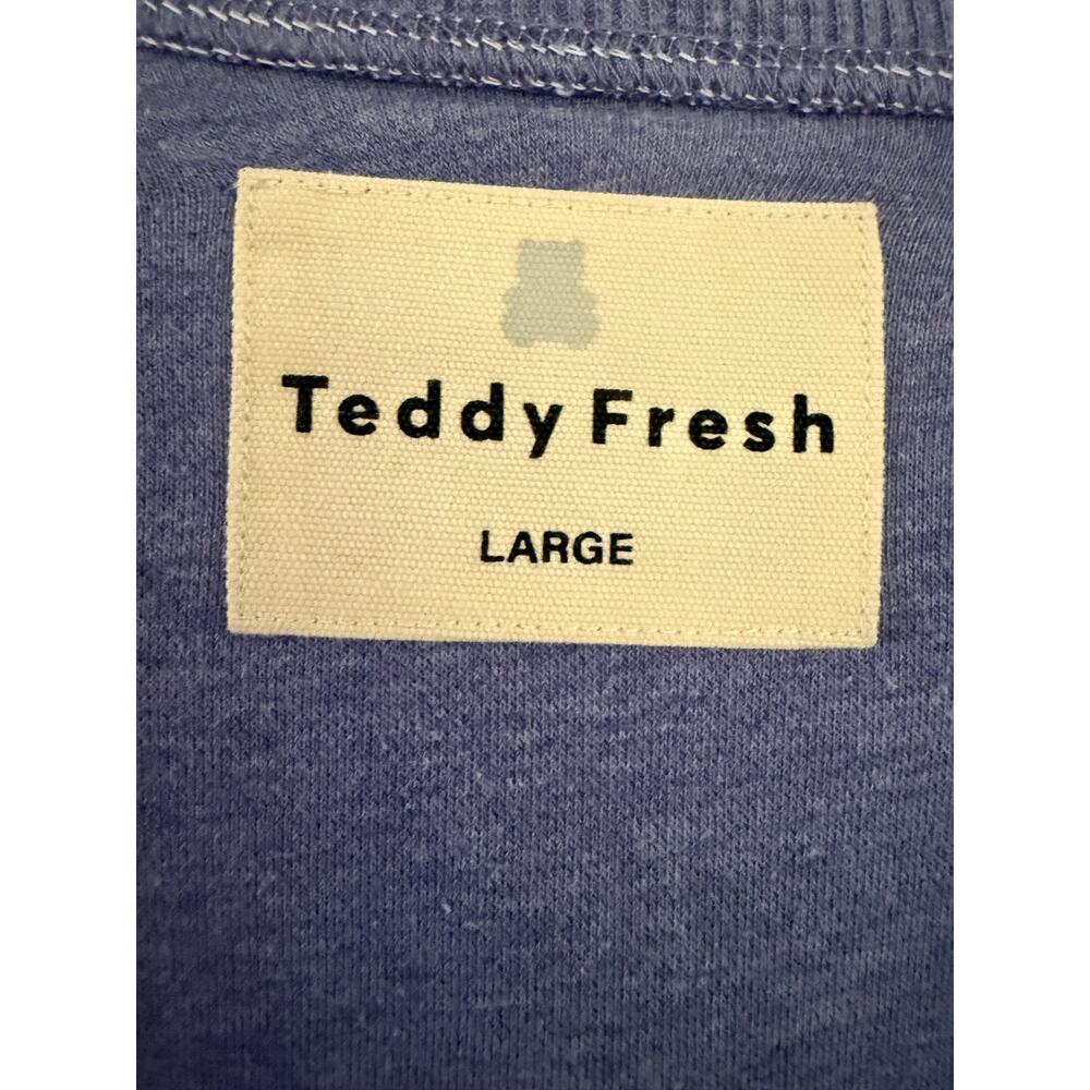Teddy Fresh Reversible Bear Sweatshirt Blue Gray Unisex L Crewneck Hi Bye Mom - Picture 4 of 10